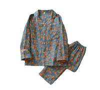 Rfmfkkg Zweiteiliger Schlafanzug für Damen, Blumendruck, Jacquard-Baumwolle, Nachtwäsche, Nachtwäsche, Siehe Abbildung 03, 38