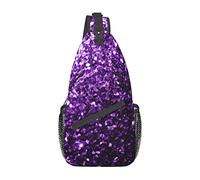 RFSHOP Schöne Lila Glitzer Crossbody Tasche Leichte Sling Bag Reise Wandern Kleiner Rucksack Für Frauen Männer Geschenke /, Bild
