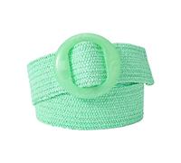 Rfxcom Verstellbarer Schnallengürtel für Damen, elastisches Band, gewebt, geflochten, breiter Gürtel, Farbe Stroh, Vintage, Grün, Einheitsgröße