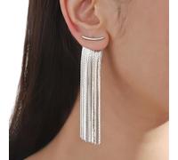 RGYBAO Elegante unregelmäßige schräge lange Quasten-Ohrringe mit Diamanten, ideales Abend-Accessoire