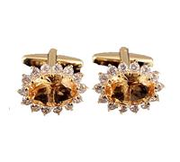 Rhinestone Crystal Cufflinks for Men & Women, Personalized French Cuff Links for Business Shirts & Formal Attire(Champagne)