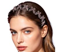 Rhinestone Headband - Wavy Butterfly Comb, Elegant Hair Accessory
