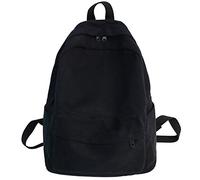 RHNTGD Schultasche Student Female Cotton Canvas Rucksack Kawaii Frauen-Weinlese-Schule-Beutel Jugendliche Nette Rucksäcke Fashion Damen,Schwarz,L30Cmw13Cmh40Cm