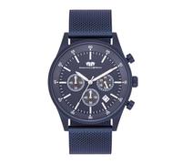 Rhodenwald & Söhne Herren Uhr analog Quarzwerk Chronograph mit Edelstahl Armband blau Milanaise 10010359