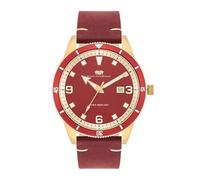 Rhodenwald & Söhne Herren Uhr analog Quarzwerk Quarzuhr mit Echtleder Armband rot rot 10010454