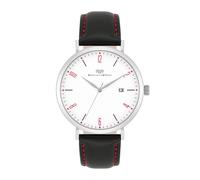 Rhodenwald & Söhne Quarzuhr Arakon II Silber Echtleder in Schwarz 42,0 mm Herren