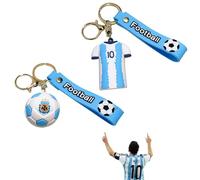 RHQFDM 2 Stücke Fußball Schlüsselanhänger Messi Jersey Schlüsselanhänger Argentinien Nr.10 Trikot Schlüsselanhänger 3D Fußball Schlüsselanhänger Schlüsselanhänger für die Sammlung von Fußballfans