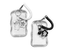 RHQFDM Photocard Holder Keychain, Waterproof, 8.5x5.4 cm, Black/White | K-pop fotokartenhalter, scratch-proof & dust-proof,für Personalausweis, EC-Karte, Führerschein & Deutschland-Ticket