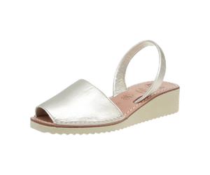 Ria Menorca 22950 Plataforma Berlin - Damen Sandaletten - Metalgrain-Pearl für Damen, silber, Größe 38 EU