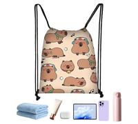 Riaisttd Niedlicher Laptop-Rucksack, wasserdichte Büchertasche mit Capybara-Aufdruck, trendiges Tierdesign, leichter Rucksack mit verstellbaren Trägern, Reisetasche für College-Frauen und Männer