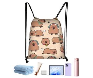 Riaisttd Niedlicher Laptop-Rucksack, wasserdichte Büchertasche mit Capybara-Aufdruck, trendiges Tierdesign, leichter Rucksack mit verstellbaren Trägern, Reisetasche für College-Frauen und Männer