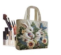 Riaisttd Tragetasche für Damen, niedliche Handtasche aus, Tragetaschen mit Hasenmuster für Mädchen, Kinder, Kinder, strapazierfähiges Baumwoll-Leinen mit leichtem Design, modische Tragetasche, für di