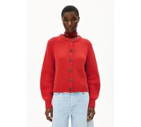 RIB KNIT CARDIGAN | Strickjacke aus Bio-Woll Mix - rot (XS)