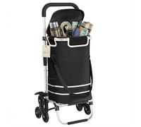 Ribech Treppensteiger Einkaufstrolley, 56L Faltbar, Wasserdicht, mit Kühlfach, Universalräder, 40kg Belastbarkeit, Schwarz