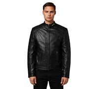 RICANO 410, Herren Lederjacke (Slim Fit) im Bikerstil/Bikerjacke aus Neuseeland Lamm Nappa Echt Leder in Schwarz oder Braun (Schwarz, 2XL)