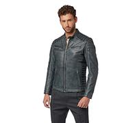 RICANO Cooper - Herren Biker Lederjacke (Slim Fit) - echtes Lamm Leder (3XL, Grau)