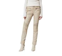 RICANO Donna - Damen Lederhose in Biker-Optik (Slim Fit/Regular Waist) - echtes (Premium) Ziegen Leder (Weiß, M)