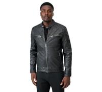 RICANO Gerard - Herren Lederjacke mit Brusttaschen & Bikerapplikationen: Markanter Auftritt trifft handgemachte Qualität (DE/NL/SE/PL, Alphanumerisch, L, Regular, Regular, Schwarz)