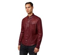 RICANO Herren Lederjacke Reverse Shirt - Wendejacke aus Lamm-Nappa Leder im Slim Fit, Glatt- und Veloursleder Optik, Polokragen mit Knopfleiste