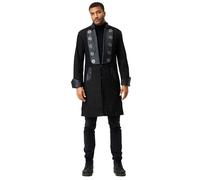 Ledermantel RICANO "Mantel Pirate Men", Herren, Gr. M, schwarz, Obermaterial: 100% Büffelleder BL. Futter: 100% Polyester PES., normal, tiefer V-Ausschnitt, Mäntel, Handgefertigt aus echtem Leder (586