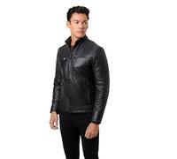 RICANO Jefferson - Klassische Herren Lederjacke mit Stehkragen, Brusttaschen und Taillenschnalle (Slim Fit) - hochwertiges Lamm Nappa Leder