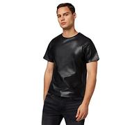 RICANO Mens T-Shirt, Herren Lederhemd, Lamm Nappa Echtleder (schwarz) (M)