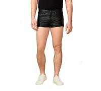RICANO Old Short - Herren Ledershorts/Kurze Lederhose (Slim Fit) - echtes Premium Rinds Leder (gewachst) in schwarz (Schwarz, 32, Numeric_32)