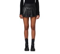 RICANO Plated Skirt, Damen Leder Mini-Rock aus echtem Lamm Nappa Leder (Glattleder) in schwarz (Schwarz, 2XL)