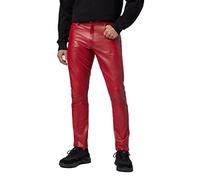 RICANO Slim Fit, Herren Lederhose/Lederjeans (Regular Waist), echtes Lamm Leder (as3, Numeric, Numeric_30, Regular, Regular, Rot)