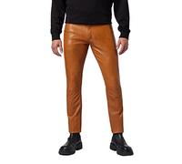 RICANO Slim Fit, Herren Lederhose/Lederjeans (Regular Waist), echtes Lamm Leder (as3, Numeric, Numeric_42, Regular, Regular, Cognac Braun)