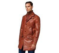 RICANO Veetal - Herren Ledermantel mit aufstellbarem Auslegekragen, abtrennbarem Stepp-Einsatz (Slim Fit) - echtes Büffel Nappa Leder (DE/NL/SE/PL, Alphanumerisch, M, Regular, Regular, Cognac Braun)