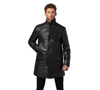 RICANO Veetal - Herren Ledermantel mit aufstellbarem Auslegekragen, abtrennbarem Stepp-Einsatz (Slim Fit) - echtes Büffel Nappa Leder (DE/NL/SE/PL, Alphanumerisch, L, Regular, Regular, Schwarz)