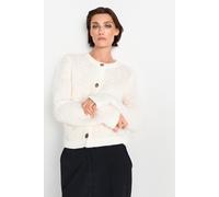 Rich & Royal BouclÉ Crew Neck Cardigan Pearl White Größe: XS | Jacken Outlet | Damen | Weiß