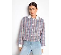 Rich & Royal BouclÉ Jacket With Rounded Neckline Cotton Blue Größe: XL | Cropped-Jacken Outlet | Damen | Blau