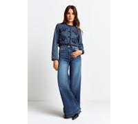 Rich & Royal Boxy Denim Jacket With Tapes Denim Blue Größe: 36 | Jeansjacken Outlet | Damen | Blau