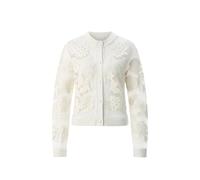 Rich & Royal Strickjacke CNK Cardi mit Mesh Embro Rundhals pearl weiß Gr. M