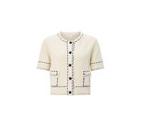 Strickjacke RICHROYAL, Damen, Gr. M, pearl weiß, Strick, Obermaterial: 67% Baumwolle, 33% Polyamid, gerade, Rundhals, Strickjacken Strickjacke, kontrastfarbene Details, kurzarm, Rundhals (92163302-M)