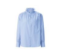 Cotton Striped Blouse with Ruffle Blau 38