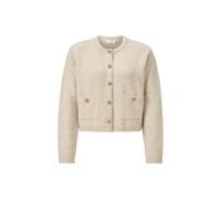 Cardigan RICHROYAL, Damen, Gr. XL, caffee latte, Strick, Obermaterial: 61% Polyacryl, 21% Wolle, 18% Polyester, gerade kurz, Rundhals, Rippbündchen, Strickjacken, Boucle, gerader Form, Schmuckknöpfe,
