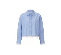 Rich & Royal - Cropped Cotton Blouse with Contrast Lace skyway blue - Gr. - 40