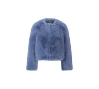 Cropped Long Hair Faux Fur Jacket Blau 36