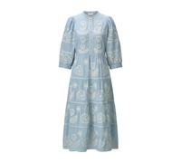Midikleid RICHROYAL, Damen, Gr. 36, N-Gr, skyway blau, Web, Obermaterial: 100% Baumwolle, unifarben, regular fit Midi, Rundhals, eingesetzt angesetztes Bündchen, Kleider Midikleid, Regular fit mit Sti