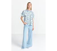 Rich & Royal Printed Cotton Blouse With Details Palace Blue Größe: 34 | Blusen Outlet | Damen | Blau