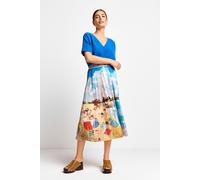Rich & Royal Printed Plissee Skirt Cotton Blue Größe: M | Midiröcke Outlet | Damen | Blau