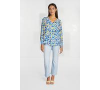 Rich & Royal Printed V-neck Blouse Arctic Blue Größe: 36 | Blusen Outlet | Damen | Blau