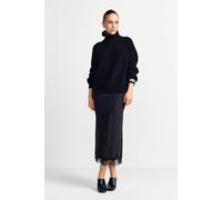 Satinrock mit Spitze M black