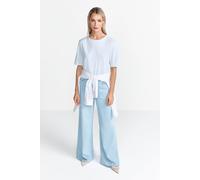 Rich & Royal Striped Linen T-shirt Sustainable Clear Sky Größe: XS | Hemden Outlet | Damen | Weiß