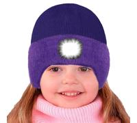 Richaa Kinder Geschenke für Männer Weihnachten Ohrenklappen Mütze mit LED Licht Herren Wiederaufladbare LED Mütze Damen Winter Warm Fleece Beanie Grau Stirnlampe Lustige Kleine Geschenke