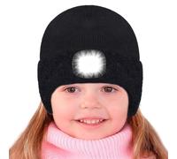 Richaa LED Licht Mütze mit Ohrenschutz Flauschiges Futter Frauen Männer Wiederaufladbar Kinder LED Strickmütze Wintermütze Beanie Geschenke Weihnachten