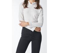 Langarmshirt RICHROYAL "2409 O Slub F LS", Damen, Gr. XL, weiß, Single Jersey, Obermaterial: 100% Baumwolle, casual, Langarm, Shirts, mit Rüschenkante an Ausschnitt und Ärmelsaum (34430947-XL) weiß